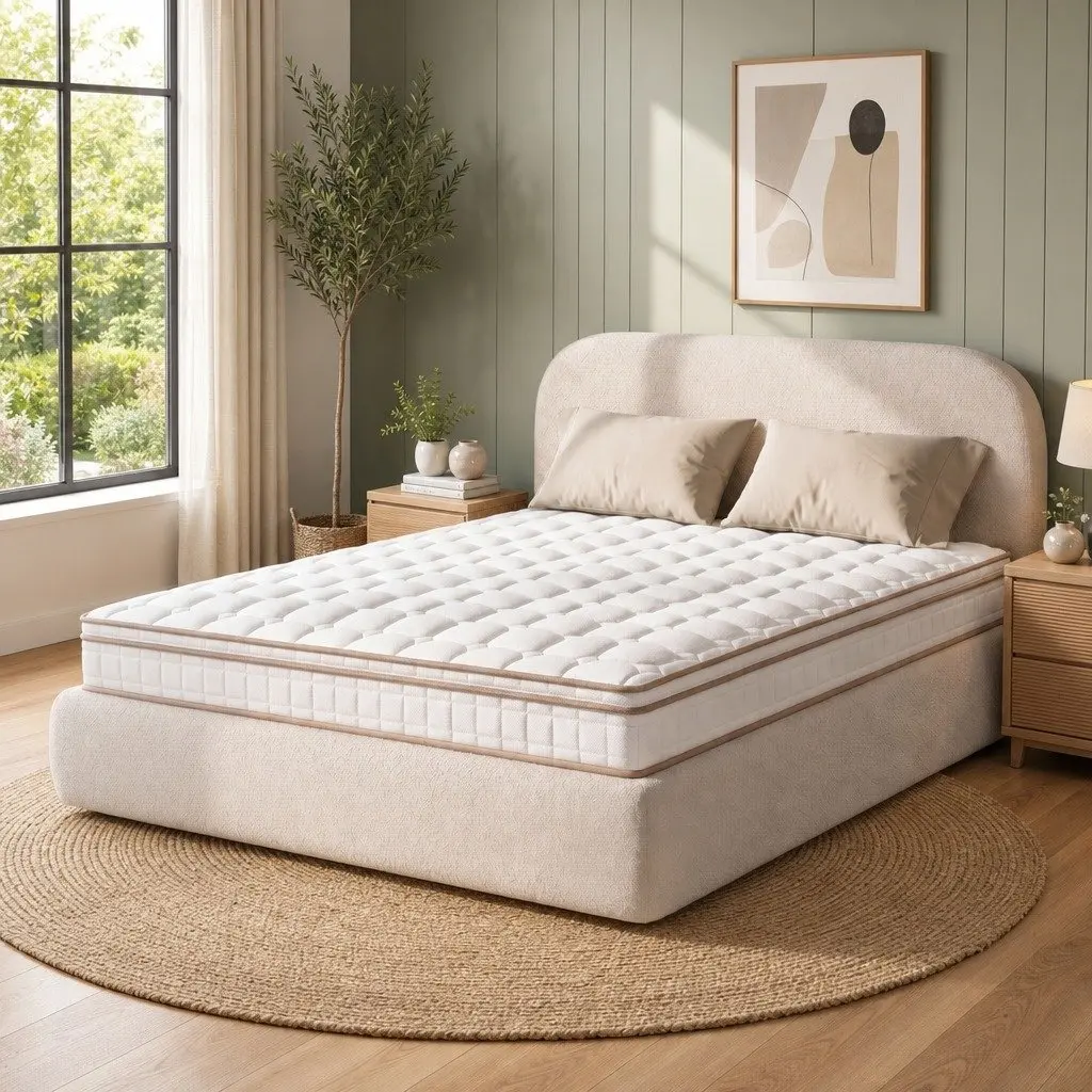 Queen Mattress Firm 20cm Pocket Spring Breathable White Sleep Support
