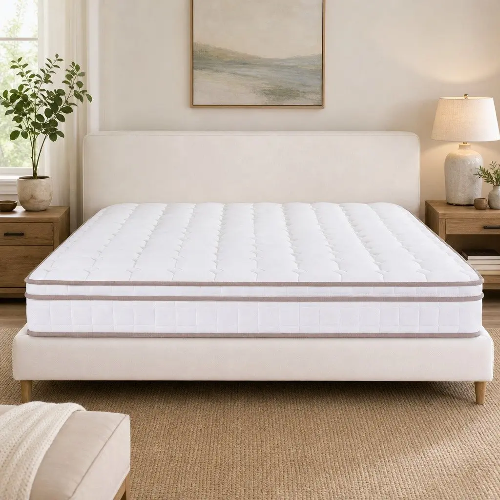 Queen Mattress Firm 20cm Pocket Spring Breathable White Sleep Support