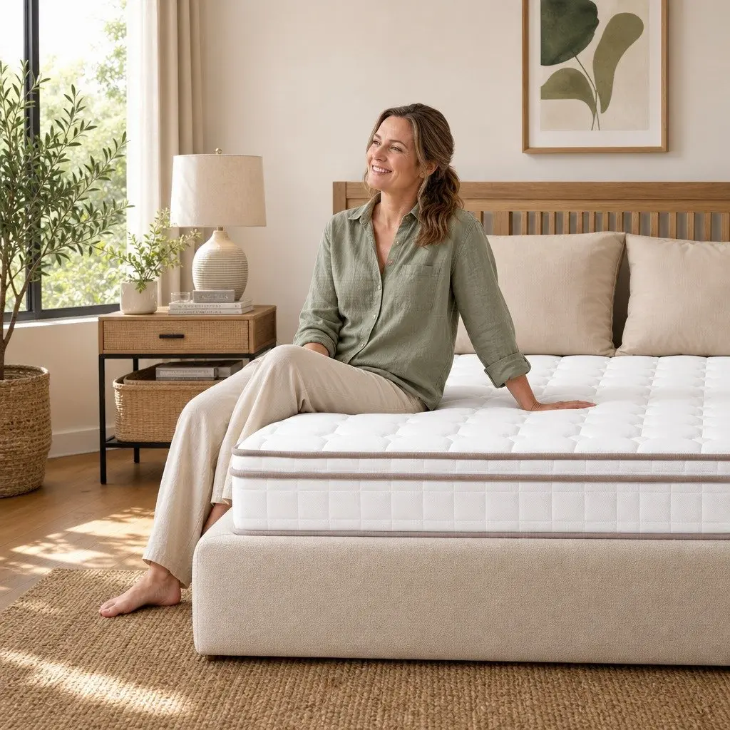 Queen Mattress Firm 20cm Pocket Spring Breathable White Sleep Support