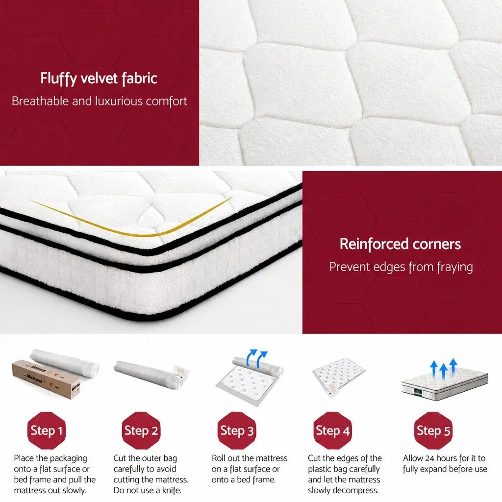 Single Mattress Euro Top 22cm Medium Firm Pocket Spring White