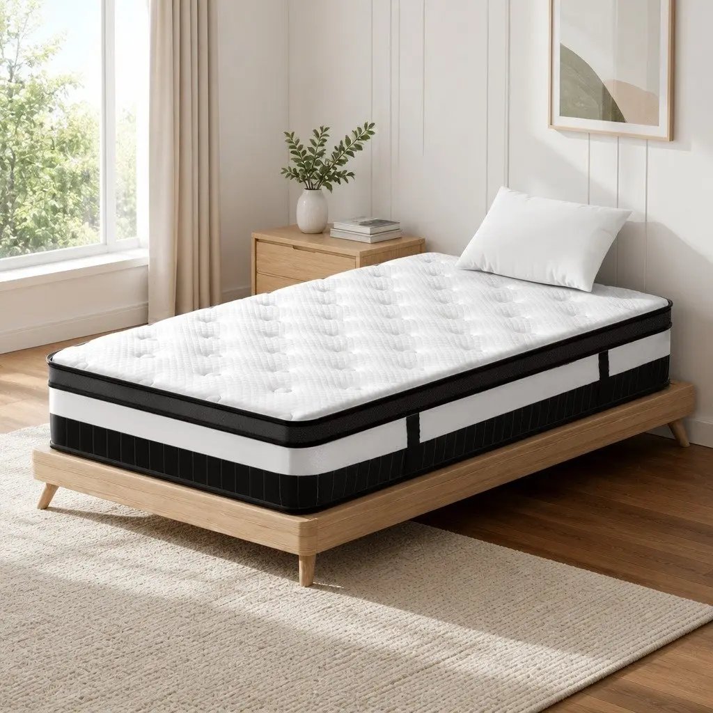 King Single Mattress Medium Firm 30cm Thick Euro Top Pocket Spring