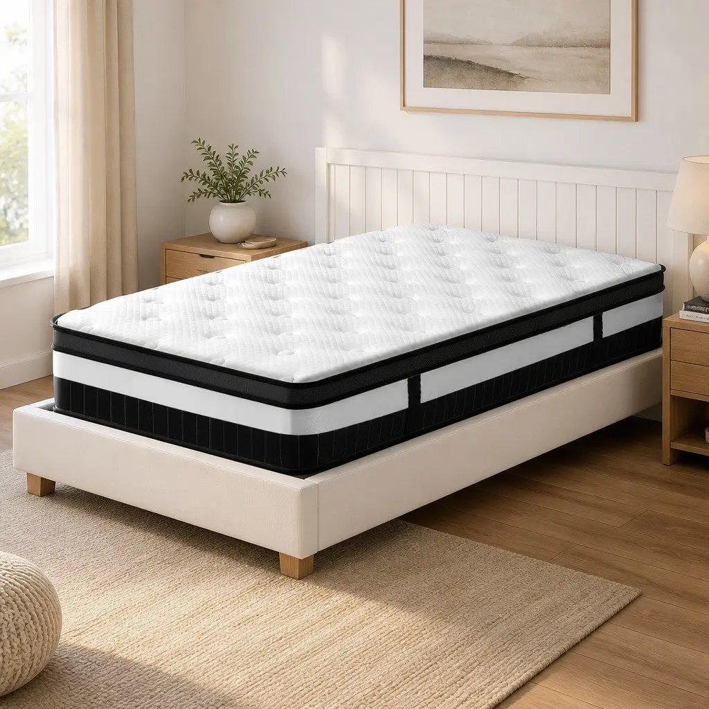 King Single Mattress Medium Firm 30cm Thick Euro Top Pocket Spring