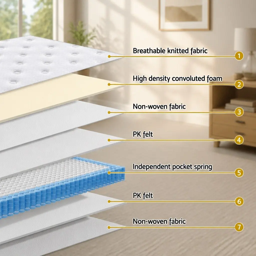 King Single Mattress Medium Firm 30cm Thick Euro Top Pocket Spring
