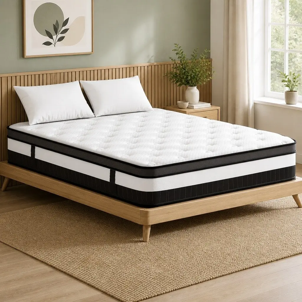 Queen Mattress White Euro Top Medium Firm Pocket Spring 30cm Thickness
