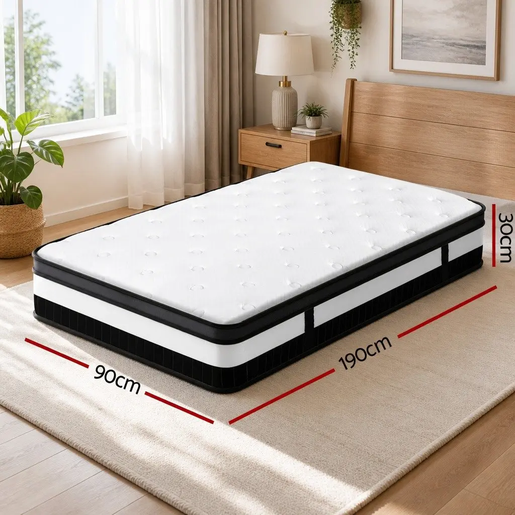 Single Mattress Medium-Firm 30cm Euro Top Pocket Spring Pressure Relief