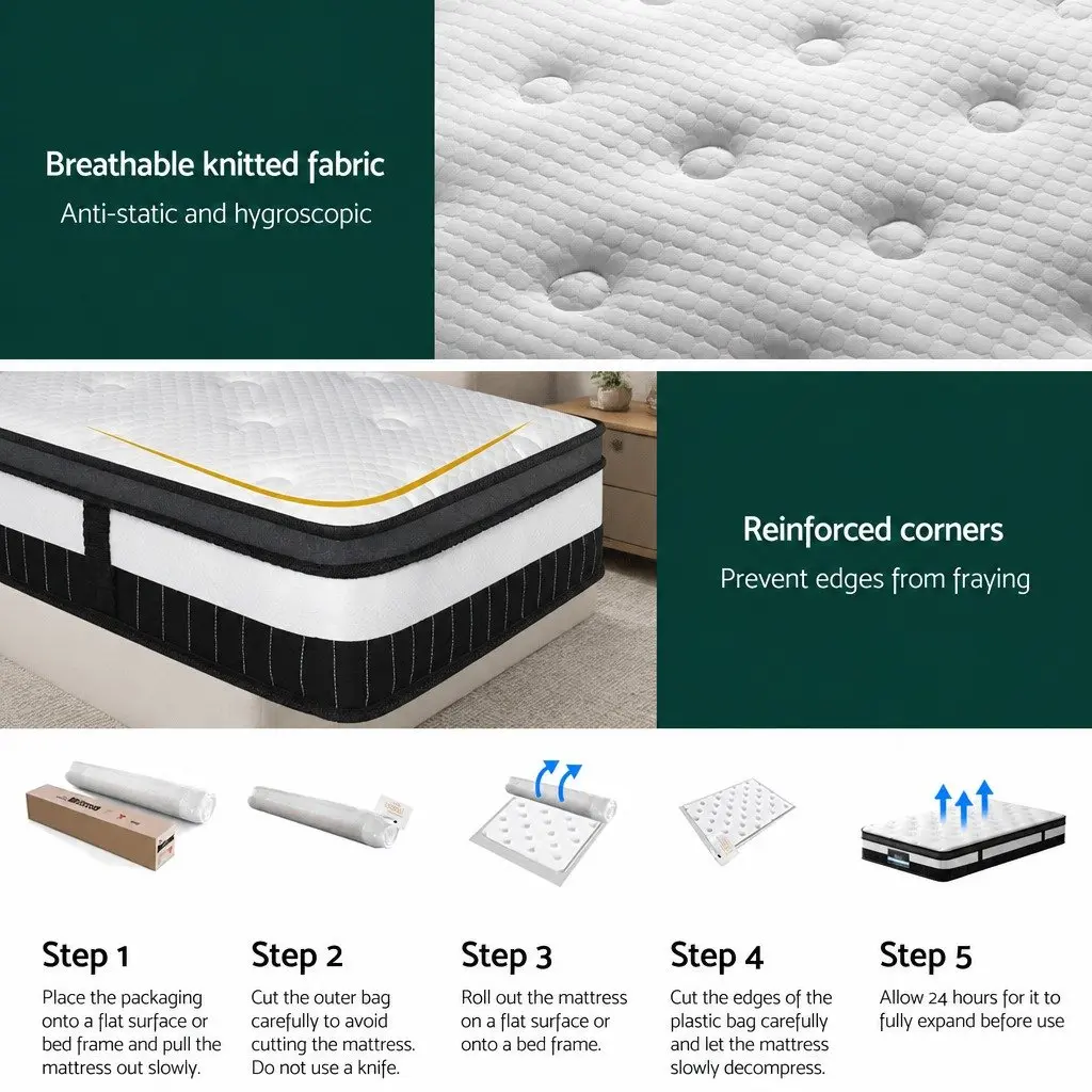 Single Mattress Medium-Firm 30cm Euro Top Pocket Spring Pressure Relief