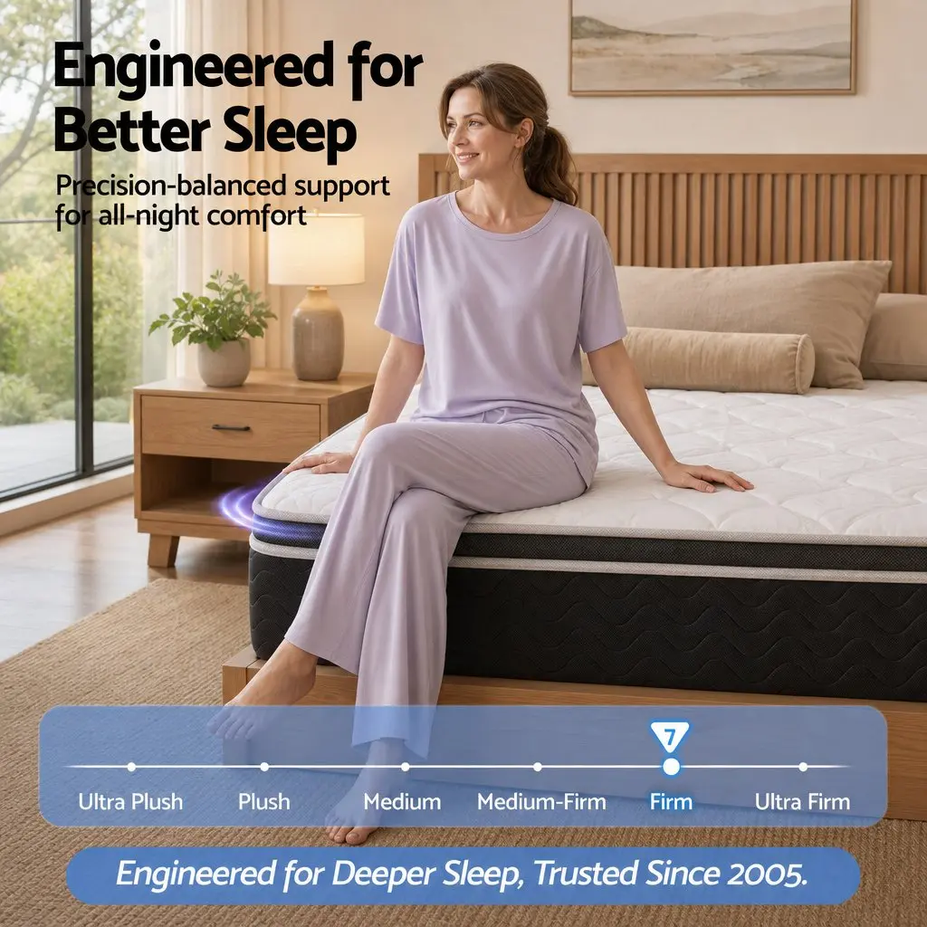 King Single Mattress 35cm Firm Copper Memory Foam 7-Zone Pocket Spring Edge