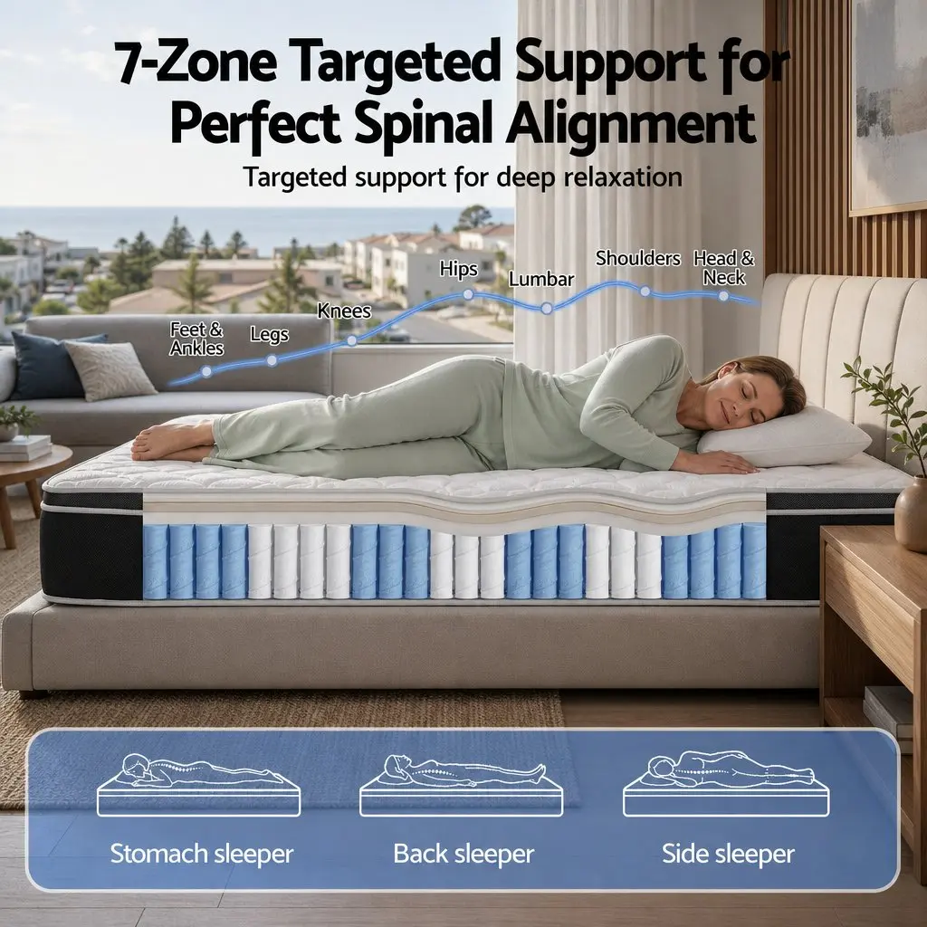 King Single Mattress 35cm Firm Copper Memory Foam 7-Zone Pocket Spring Edge