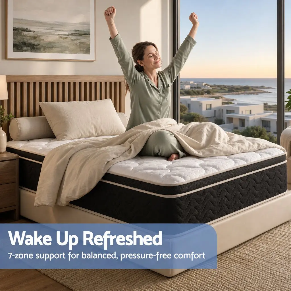 King Single Mattress 35cm Firm Copper Memory Foam 7-Zone Pocket Spring Edge