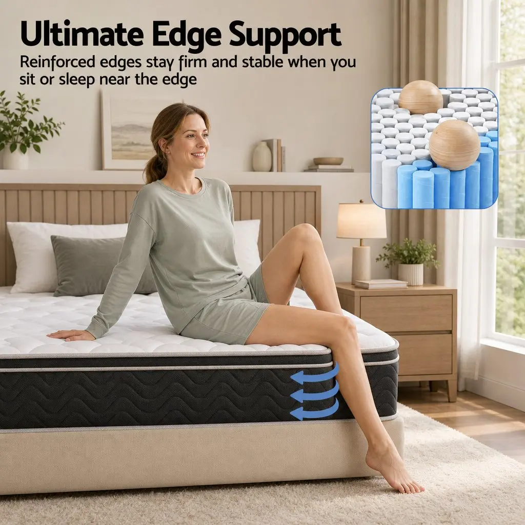 King Single Mattress 35cm Firm Copper Memory Foam 7-Zone Pocket Spring Edge
