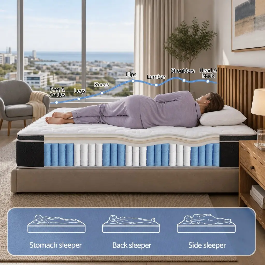Single Mattress Firm 35cm Pocket Spring Euro Top Memory Foam Edge Support