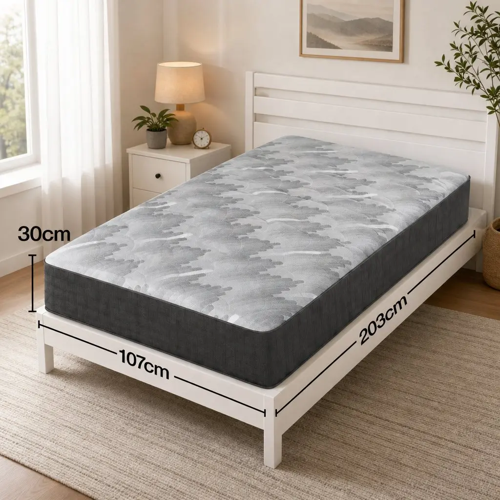 King Single Mattress 30cm Pocket Spring 5-Zone Support Breathable Knitted Fabric