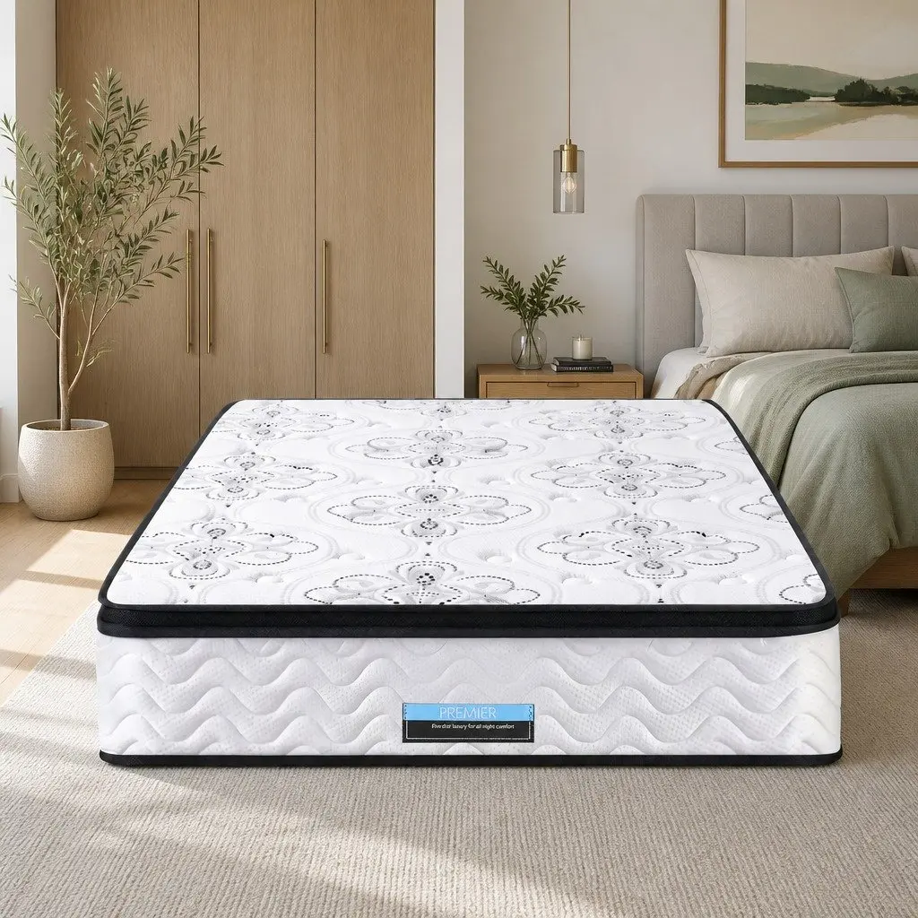 King Single Mattress Pocket Spring Euro Top 30cm Medium Firm Foam Breathable