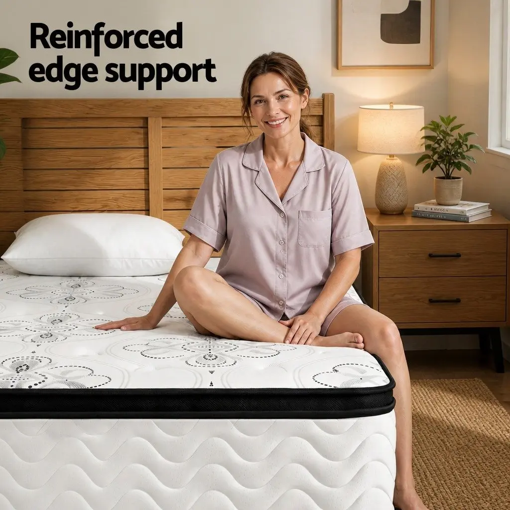 King Single Mattress Pocket Spring Euro Top 30cm Medium Firm Foam Breathable