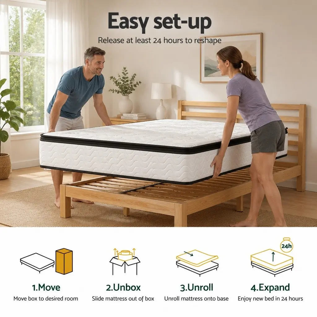 Double Mattress Pocket Spring Euro Top 30cm Medium Firm Foam Bed Mattress