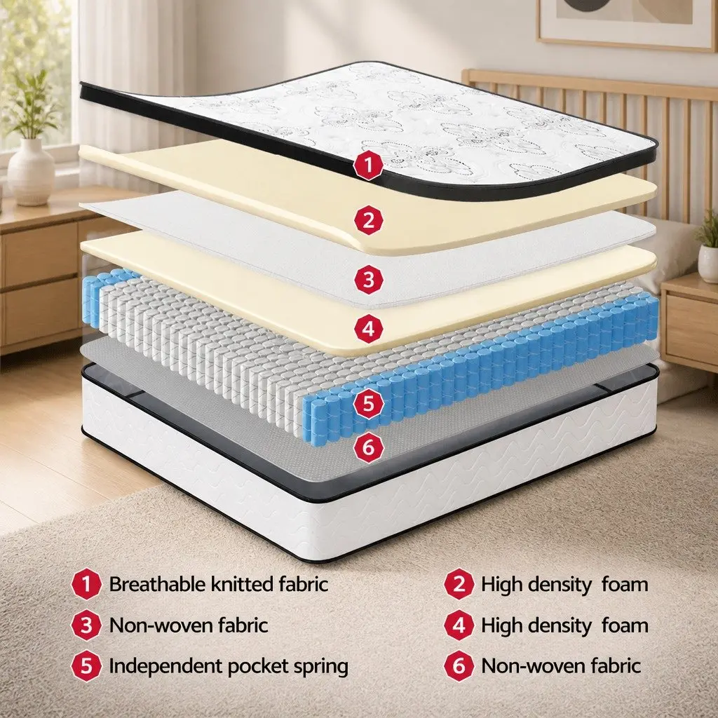 Double Mattress Pocket Spring Euro Top 30cm Medium Firm Foam Bed Mattress