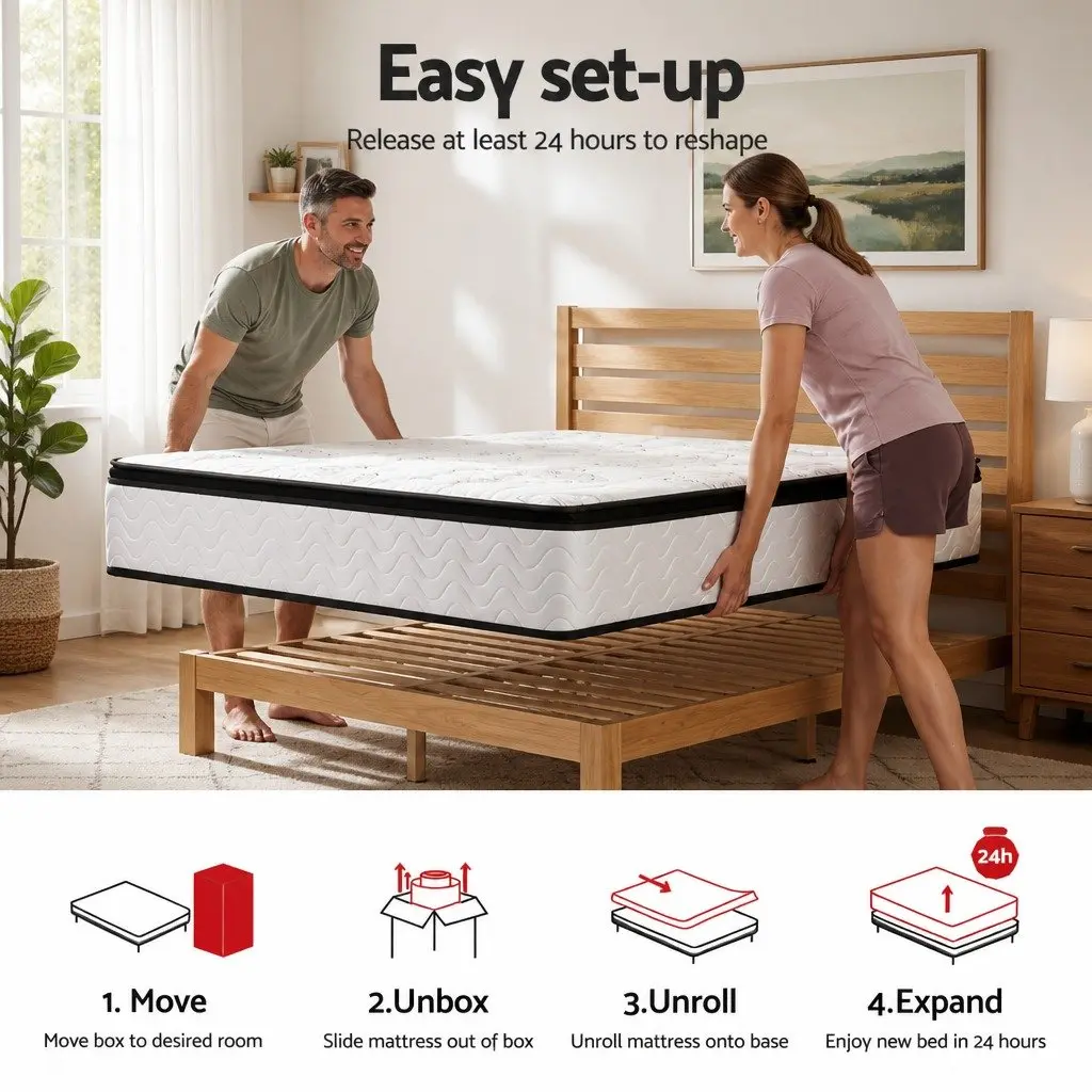 King Size Mattress 30cm Pocket Spring Euro Top Medium Firm Foam Bed