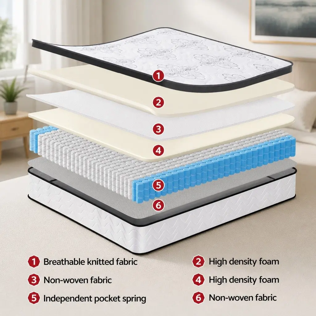 King Size Mattress 30cm Pocket Spring Euro Top Medium Firm Foam Bed