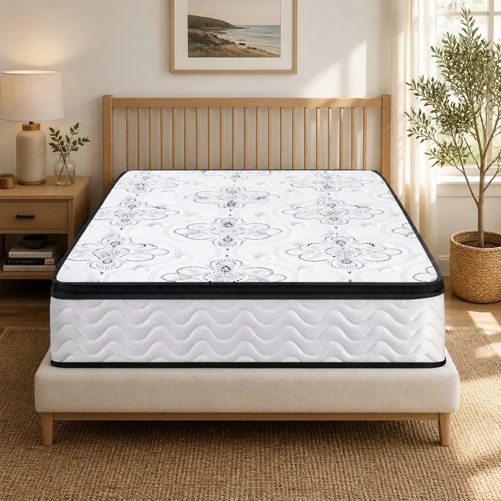Single Mattress 30cm Pocket Spring Euro Top Medium Firm Foam Breathable Knitted