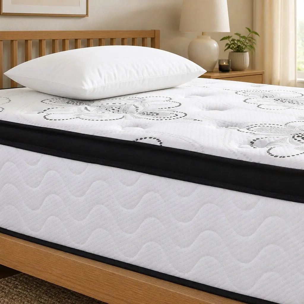 Single Mattress 30cm Pocket Spring Euro Top Medium Firm Foam Breathable Knitted