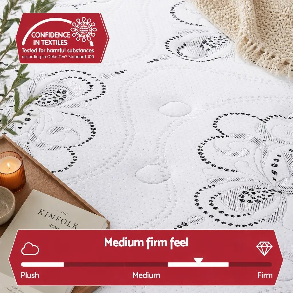 Single Mattress 30cm Pocket Spring Euro Top Medium Firm Foam Breathable Knitted