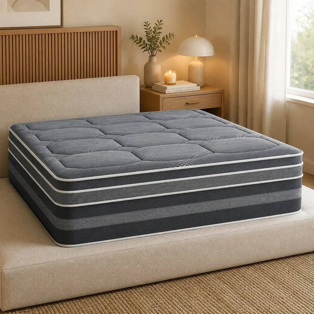 King Size Mattress 35cm Hybrid Pocket Spring Euro Top Mattress Grey