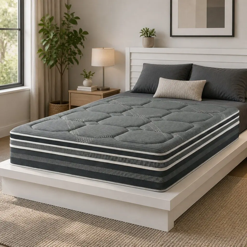 King Size Mattress 35cm Hybrid Pocket Spring Euro Top Mattress Grey