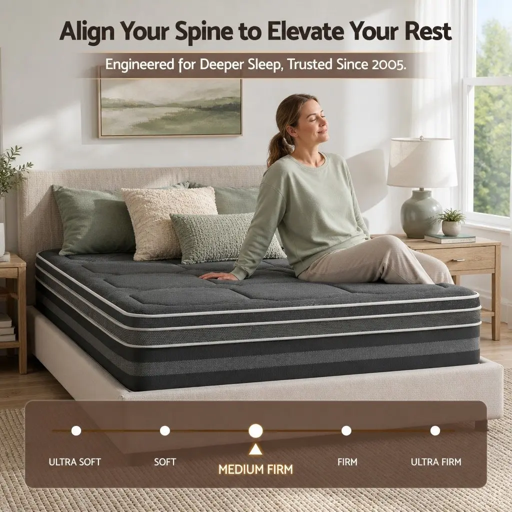 King Size Mattress 35cm Hybrid Pocket Spring Euro Top Mattress Grey