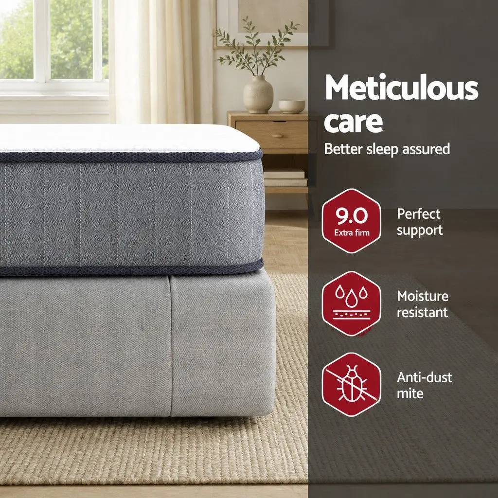 Queen Mattress Extra Firm 23cm Hypoallergenic Dust Mite Resistant
