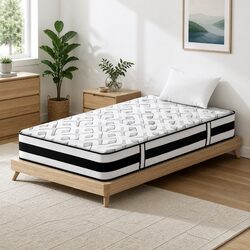 Single Mattress 24cm Ultra Firm Grey Tight Top Pocket Spring Support Sleep