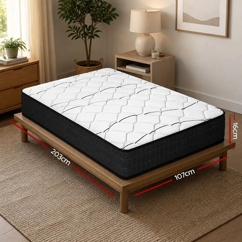 King Single Mattress Medium Firm 16cm Bonnell Spring Foam Support