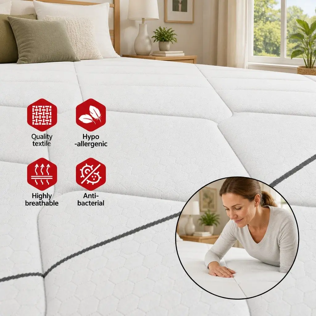 Queen Mattress 16cm Medium Firm Bonnell Spring Bed Sleep Support White