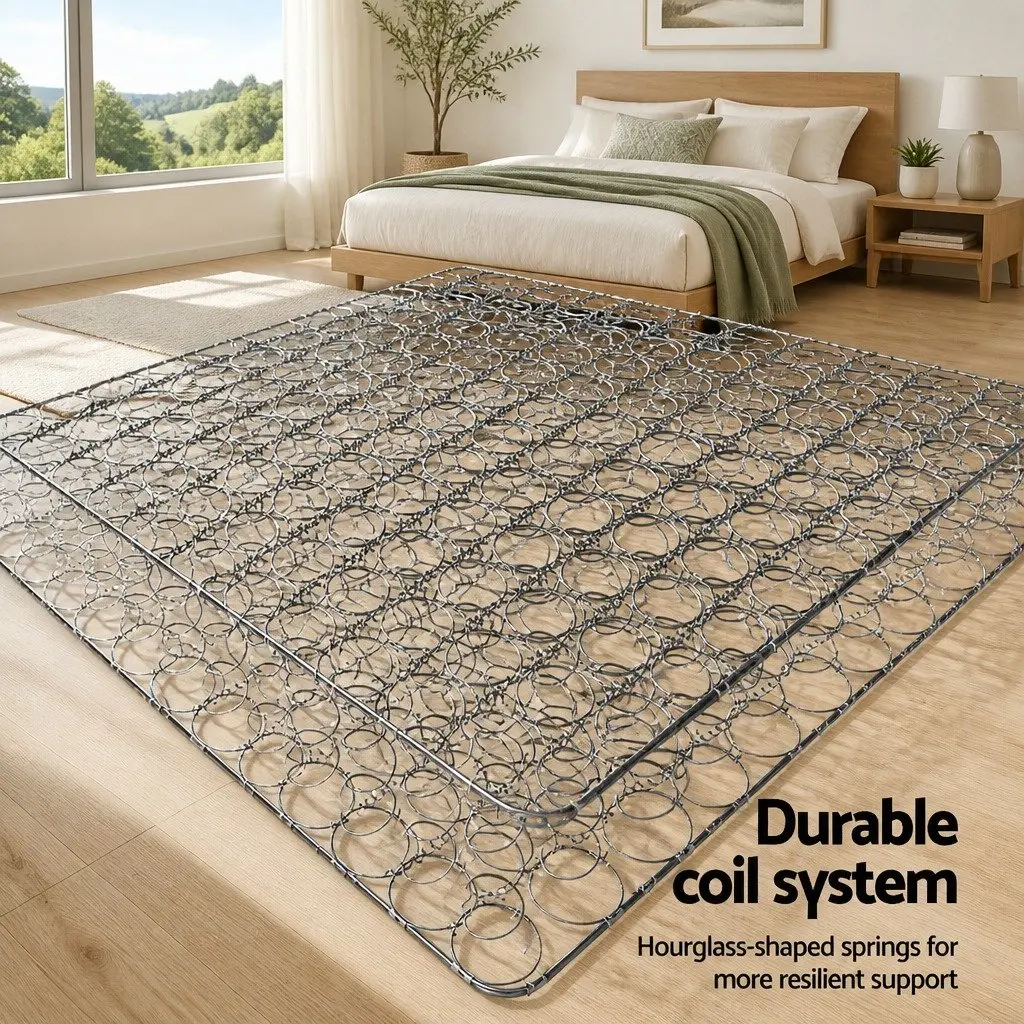 Queen Mattress 16cm Medium Firm Bonnell Spring Bed Sleep Support White