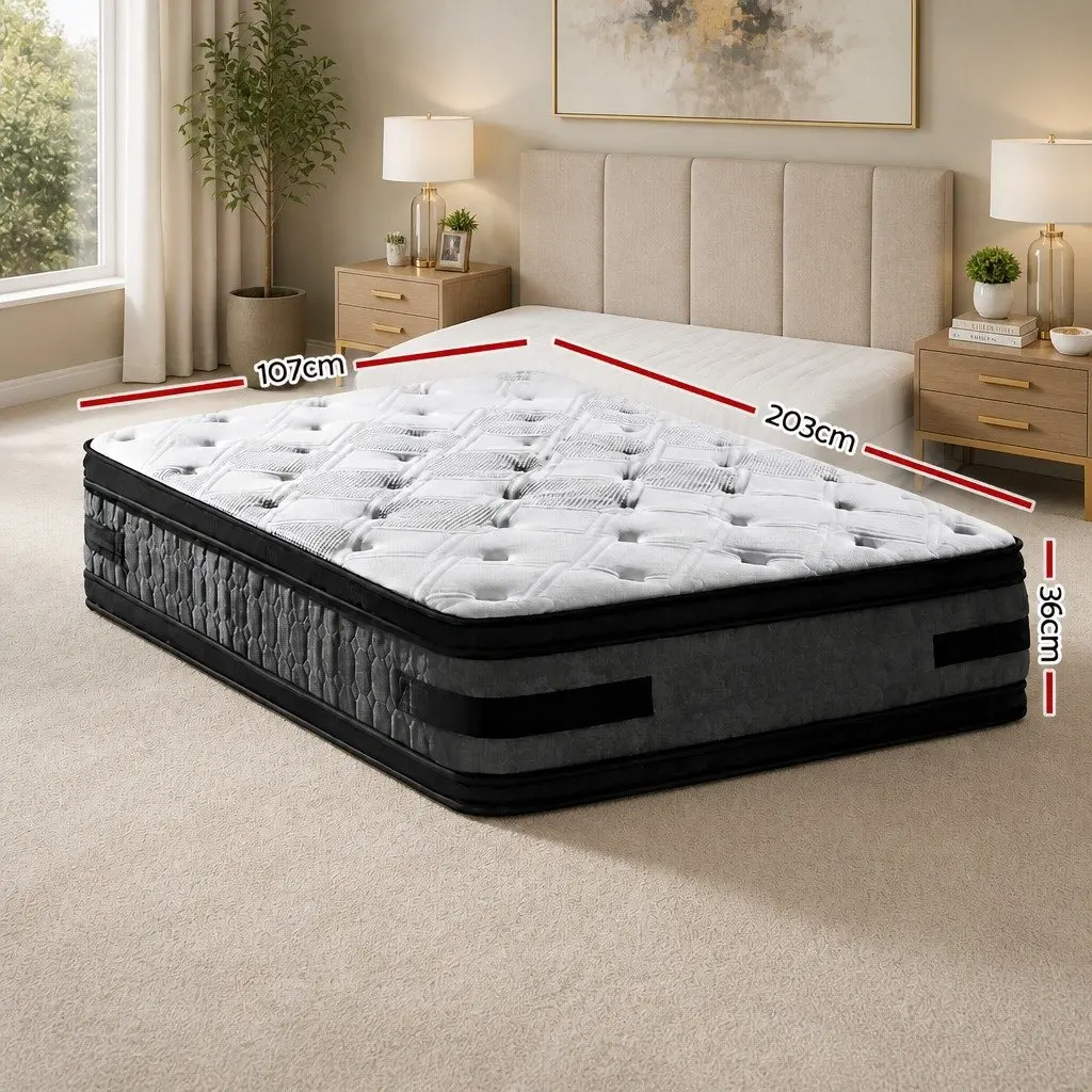 King Single Mattress Flippable 36cm Cool Gel Memory Foam Double-Sided Pocket Spring