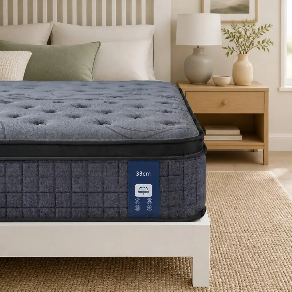 Double Mattress 33cm 7-Zone Pocket Spring 8.0 Extra Firm Dual-Row Edge Support