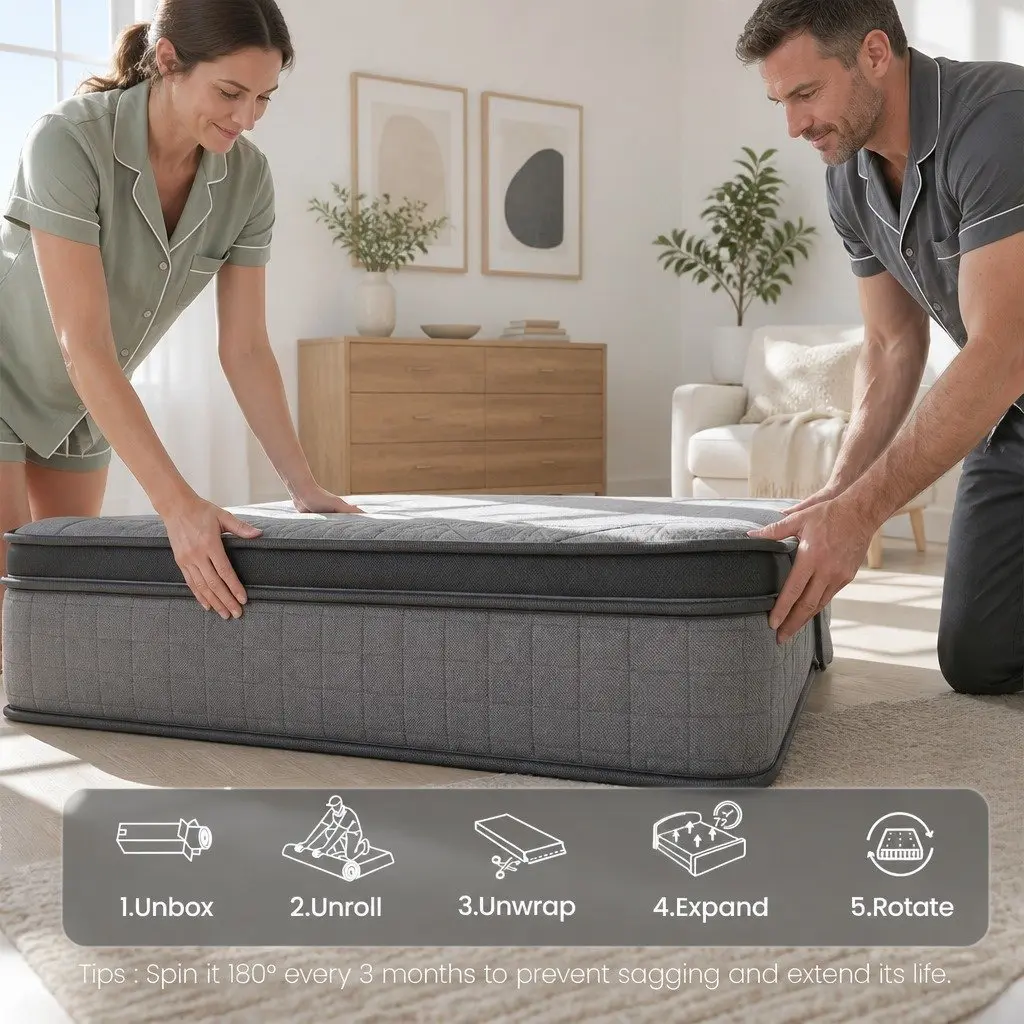 Double Mattress 33cm 7-Zone Pocket Spring 8.0 Extra Firm Dual-Row Edge Support
