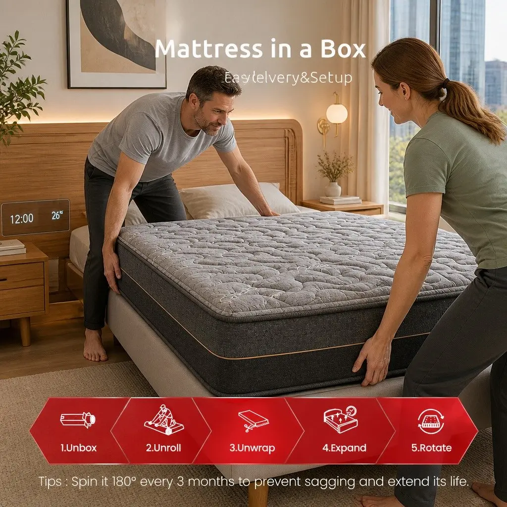 Double Mattress 25cm Hybrid Pocket Spring Egg Crate Foam Bamboo Charcoal Fabric