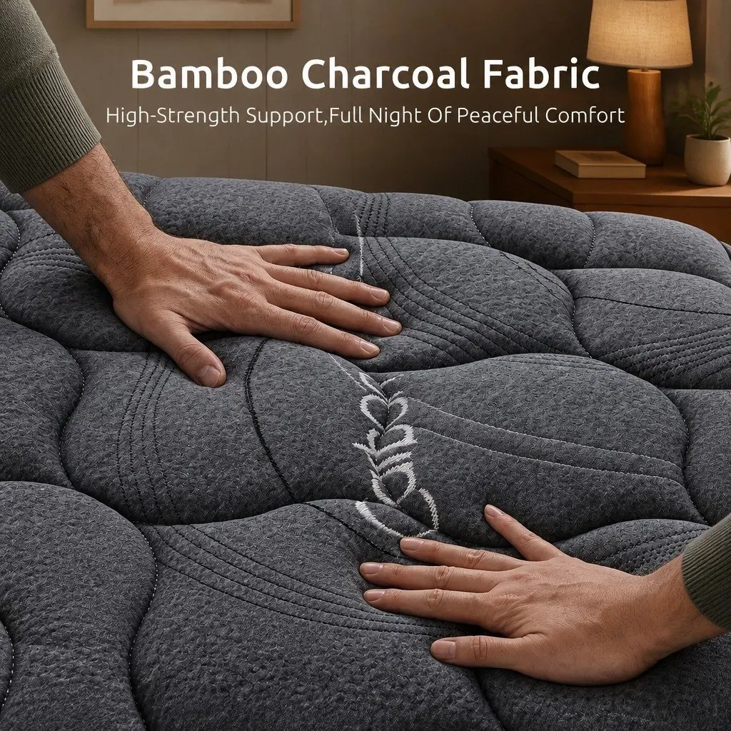 Double Mattress 25cm Hybrid Pocket Spring Egg Crate Foam Bamboo Charcoal Fabric