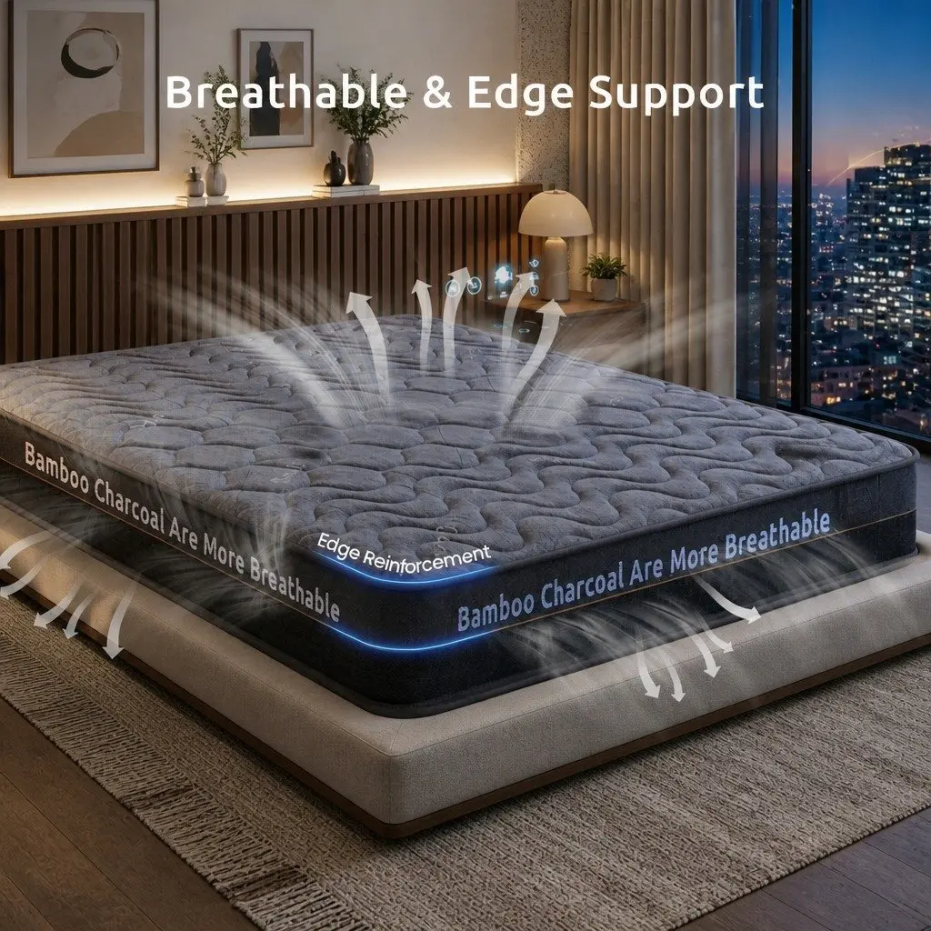 Double Mattress 25cm Hybrid Pocket Spring Egg Crate Foam Bamboo Charcoal Fabric