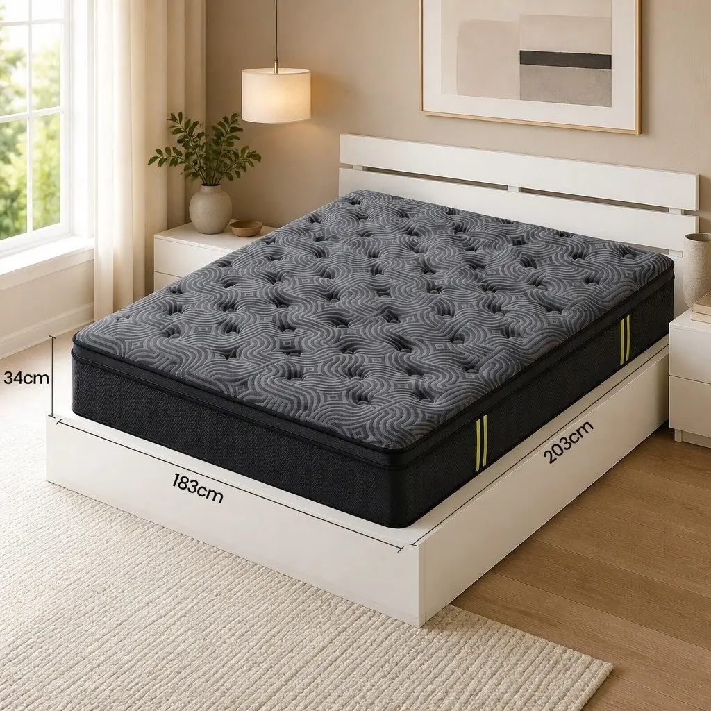 King Mattress 34cm Hybrid Pocket Spring Gel Memory Foam 5-Zone Pressure Relief