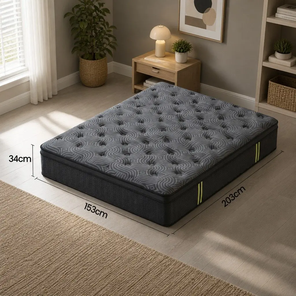 Queen Mattress 34cm Hybrid Pocket Spring Gel Memory Foam 5-Zone Support Bed