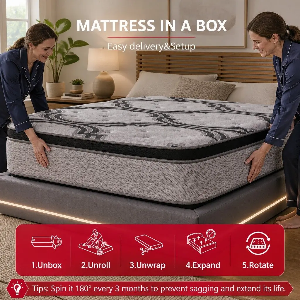 Double Mattress 34cm 5-Zone Pocket Spring Latex Memory Foam Firm Support