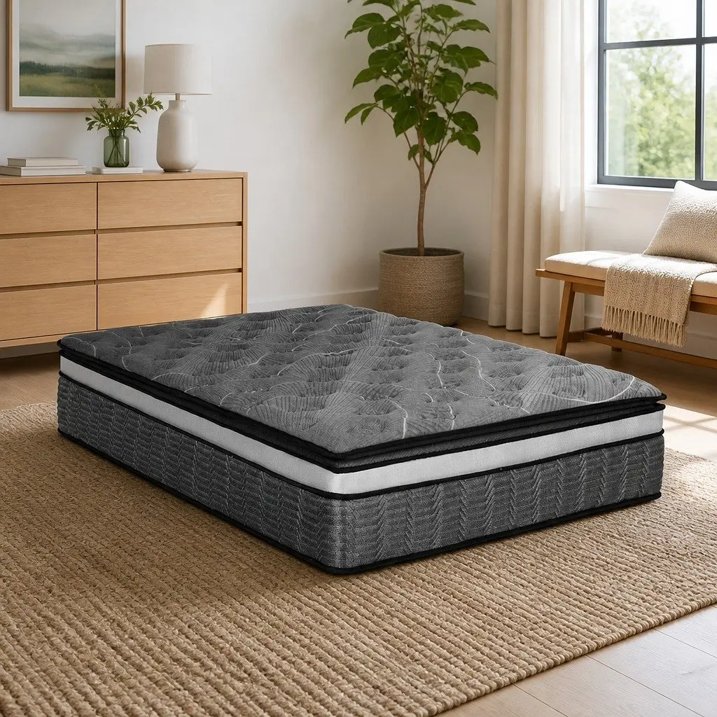 Double Mattress 34cm Pocket Spring Medium Firm Hypoallergenic Quilted Comfort