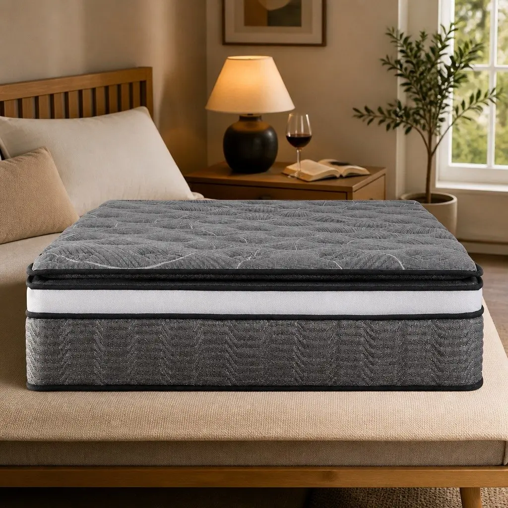 Double Mattress 34cm Pocket Spring Medium Firm Hypoallergenic Quilted Comfort