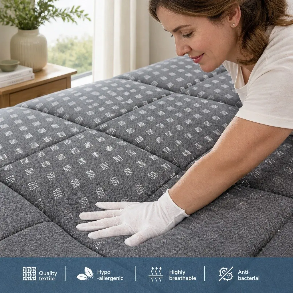 King Single Mattress Pillow Top Medium Firm Support 18cm Grey