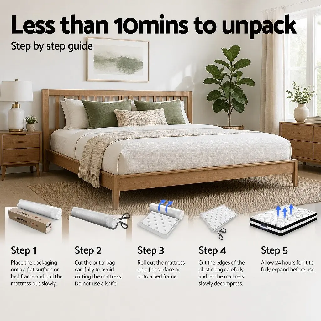 King Single Mattress Pillow Top Medium Firm Support 18cm Grey