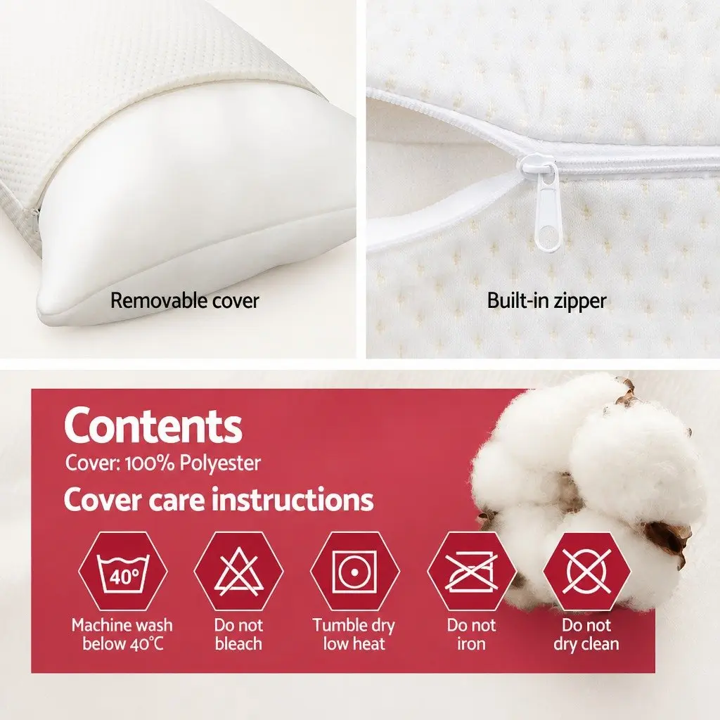 Memory Foam Pillow Twin Pack 13cm Thick White Support for Neck and Shoulder Alignment