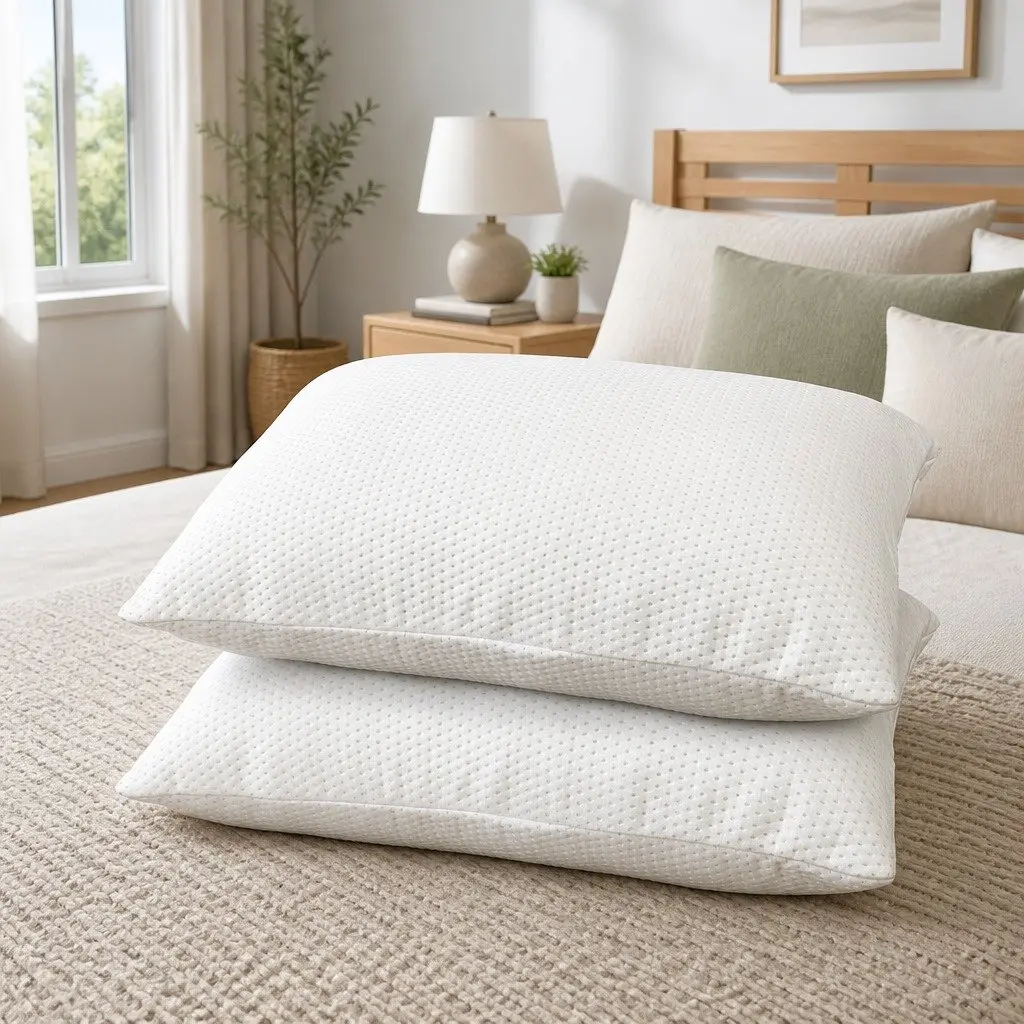 Memory Foam Pillow Twin Pack 13cm Thick White Support for Neck and Shoulder Alignment