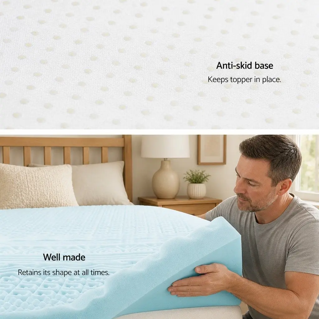 Memory Foam Mattress Topper 11-Zone 8cm Double Bed Supportive Contoured Design