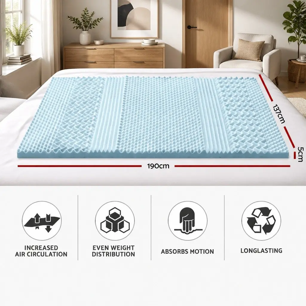 Memory Foam Mattress Topper 7-Zone Double 5cm Comfort Pad Support